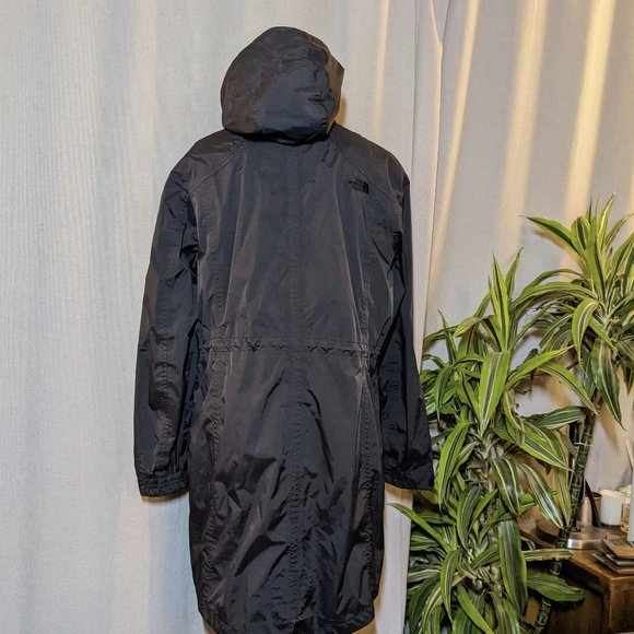 The North Face Black Long Windbreaker Rain Jacket Hood Size Large - Picture 2 of 10